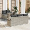 6-delars trädgårdsoffor med kuddar i ljusgrått poly-rattan vidaXL 100 x 55 x 73 cm – miniatyr 1