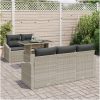 6-delars trädgårdsoffor set med kuddar i ljusgrå poly rattan vidaXL 100 x 55 x 73 cm – miniatyr 3