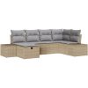 6-delars trädgårdsoffset med beige kuddar i poly rattan vidaXL 264 x 154 x 85 cm – miniatyr 2