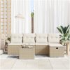 6 Delars Trädgårdsoffset med Dynor Grädde Poly Rattan vidaXL Medium – miniatyr 3