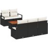 6 Delars Trädgårdsoffset med dynor Svart Poly Rattan Akacia vidaXL Standard – miniatyr 2
