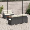 6 Delars Trädgårdsoffset med dynor Svart Poly Rattan Akacia vidaXL Standard – miniatyr 3
