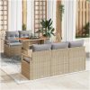 6-delars trädgårdsoffset med kuddar beige poly-rattan akacia vidaXL Medium – miniatyr 1