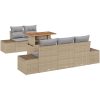 6-delars trädgårdsoffset med kuddar, beige poly-rattan vidaXL 100 x 55 x 73 cm – miniatyr 2