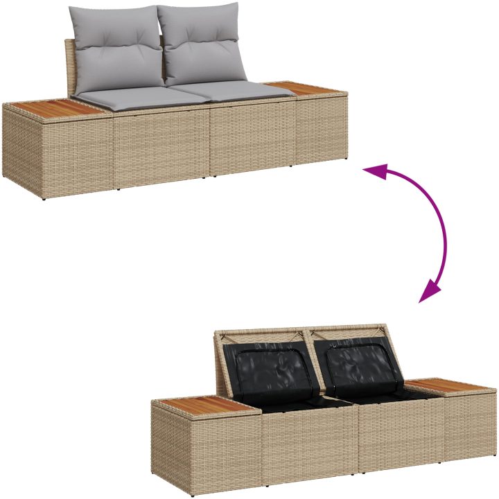 6-delars trädgårdsoffset med kuddar, beige poly-rattan vidaXL 100 x 55 x 73 cm – bild 10