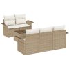 6 Delars Trädgårdsoffset med Kuddar Beige Poly Rattan vidaXL 55 x 55 x 37 cm – miniatyr 2