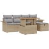 6-delars trädgårdsoffset med kuddar, beige poly rattan vidaXL Medium – miniatyr 2