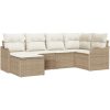 6 Delars Trädgårdsoffset med Kuddar Beige Poly Rotting vidaXL Medium – miniatyr 2