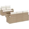 6-delars trädgårdsoffset med kuddar beige poly-rotting vidaXL Medium – miniatyr 2