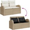 6-delars trädgårdsoffset med kuddar beige poly-rotting vidaXL Medium – miniatyr 7
