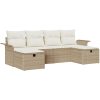 6-delars Trädgårdsoffset med kuddar Beige Poly Rottning vidaXL 251 x 117 x 85 cm – miniatyr 2