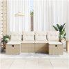 6-delars Trädgårdsoffset med kuddar Beige Poly Rottning vidaXL 251 x 117 x 85 cm – miniatyr 3