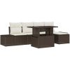 6 Delars Trädgårdsoffset med Kuddar, Brun Poly Rattan vidaXL 100 x 55 x 73 cm – miniatyr 2