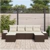6-delars trädgårdsoffset med kuddar brun poly-rattan vidaXL 184 x 62 x 85 cm – miniatyr 3