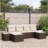 6-delars trädgårdsoffset med kuddar brun poly-rattan vidaXL 184 x 62 x 85 cm – miniatyr 1