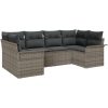 6-delars trädgårdsoffset med kuddar Grå Konstrotting vidaXL 234 x 132.5 x 85 cm – miniatyr 2