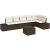 6-delars Trädgårdsoffset med Kuddar - Grå Poly Rattan vidaXL 55 x 55 x 37 cm – miniatyr 2