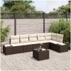 6-delars Trädgårdsoffset med Kuddar - Grå Poly Rattan vidaXL 55 x 55 x 37 cm – miniatyr 1