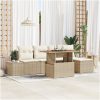 6-delars trädgårdsoffset med kuddar i beige poly-rattan vidaXL 100 x 55 x 73 cm – miniatyr 1