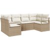 6-delars Trädgårdsoffset med Kuddar i Beige Poly Rattan vidaXL Stor – miniatyr 2