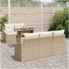6-delars trädgårdsoffset med kuddar i beige poly rotting vidaXL 100 x 55 x 73 cm – miniatyr 3