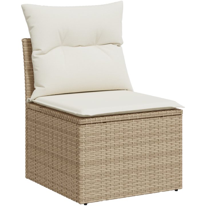 6-delars trädgårdsoffset med kuddar i beige poly rotting vidaXL 100 x 55 x 73 cm – bild 5