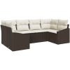 6 Delars Trädgårdsoffset med Kuddar i Brun Poly Rattan vidaXL 172 x 62 x 69 cm – miniatyr 2