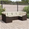 6 Delars Trädgårdsoffset med Kuddar i Brun Poly Rattan vidaXL 172 x 62 x 69 cm – miniatyr 1