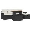 6-delars trädgårdsoffset med kuddar i svart poly-rattan vidaXL Medium – miniatyr 2