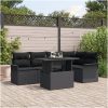 6-delars trädgårdsoffset med kuddar - svart poly rattan vidaXL 100 x 55 x 73 cm – miniatyr 1