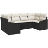 6 Delars Trädgårdsoffset med kuddar, svart poly rattan vidaXL 172 x 62 x 69 cm – miniatyr 2