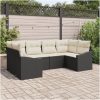 6 Delars Trädgårdsoffset med kuddar, svart poly rattan vidaXL 172 x 62 x 69 cm – miniatyr 1