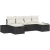6-delars trädgårdsoffset med kuddar, svart poly-rattan vidaXL 294 x 117 x 85 cm – miniatyr 2