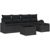 6 Delars Trädgårdsoffset med Kuddar Svart Poly Rattan vidaXL Medium, 124 x 62 x 69 cm, 55x55x37 cm – miniatyr 2