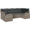 6-delars trädgårdsoffuppsättning med kuddar grå poly rattan vidaXL 234 x 124 x 85 cm – miniatyr 2
