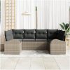 6-delars trädgårdsoffuppsättning med kuddar grå poly rattan vidaXL 234 x 124 x 85 cm – miniatyr 3