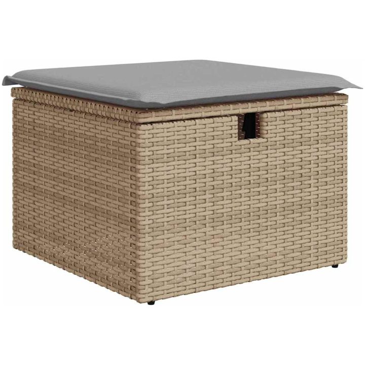 6-delars Trädgårdsooffset med Kuddar Beige Poly Rattan vidaXL Stor – bild 7