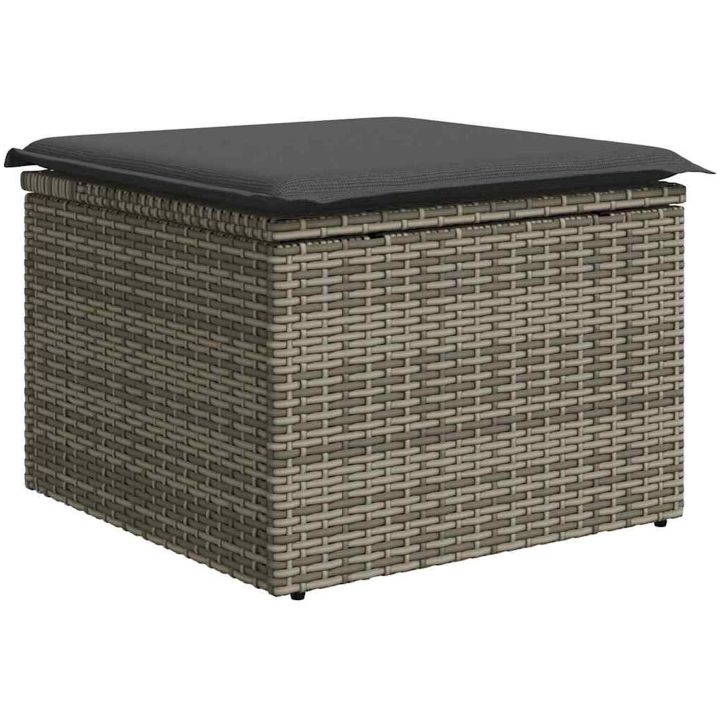 6-delars Trädgårdsset med Kuddar Grå Poly Rattan vidaXL Large – bild 6