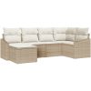 6-delars trädgårdsset med kuddar i beige poly-rattan vidaXL 233.5 x 123.5 x 85 cm – miniatyr 2