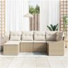 6-delars trädgårdsset med kuddar i beige poly-rattan vidaXL 233.5 x 123.5 x 85 cm – miniatyr 3