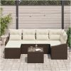 6-delars trädgårdsset med kuddar i grå poly-rattan vidaXL 55 x 55 x 37 cm – miniatyr 3
