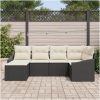 6-delars trädgårdsset med kuddar i svart poly rattan vidaXL 233.5 x 123.5 x 85 cm – miniatyr 3
