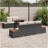 6-delars trädgårdsset med kuddar, svart poly-rattan och akacia vidaXL 100 x 55 x 73 cm – miniatyr 3