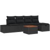 6-delars Trädgårdssofa Set med Kuddar Svart Poly Rattan vidaXL 55 x 55 x 37 cm – miniatyr 2