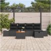6-delars Trädgårdssofa Set med Kuddar Svart Poly Rattan vidaXL 55 x 55 x 37 cm – miniatyr 3