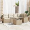 6 Delars Trädgårdssoff-set med Kuddar Brun Poly Rattan vidaXL 233.5 x 123.5 x 85 cm – miniatyr 1