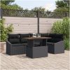 6-delars trädgårdssoffa med kuddar, svart poly rattan vidaXL 100 x 55 x 73 cm – miniatyr 1