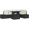 6-delars Trädgårdssoffa med Kuddar Svart Poly Rattan vidaXL 100 x 55 x 73 cm – miniatyr 2