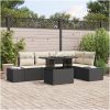 6-delars Trädgårdssoffa med Kuddar Svart Poly Rattan vidaXL 100 x 55 x 73 cm – miniatyr 1