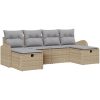 6-delars Trädgårdssoffa Set med Kuddar Beige Poly Rattan vidaXL 234 x 117 x 85 cm – miniatyr 2